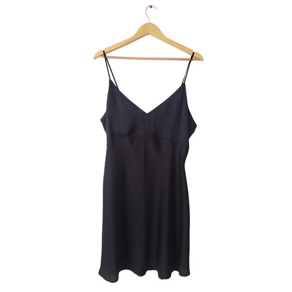Abercrombie & Fitch Satin Mini Slip Dress Black Size XL - Picture 1 of 8